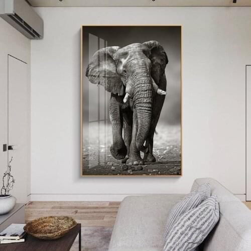 Black White Abstract Animal Lucky Elephant Nordic Canvas Paintings Art Prints Posters Picture Wall Modern Home Living Room Decor
