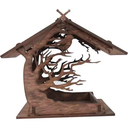 Handcarved Wood Bird Feeder Attractive Birdhouse Decoration Ornaments Gifts Easy to Clean