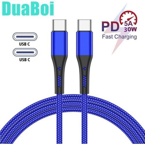 QC 3.0 4.0 PD 5A Dual USB Type C fast Charging Cable for iPad Pro 2020 Xiaomi Mi Note 10 Lite Redmi 10X 8A Pro K30 5g Note 9 s