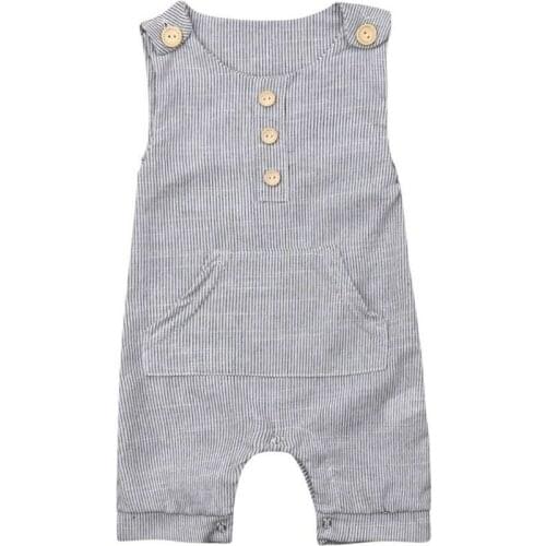 0-18M Casual Newborn Baby Boy Girl Sleeveless Bottom Striped Romper Jumpsuit Playsuit Casual Summer Clothes