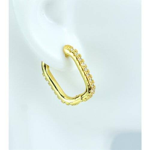 Zircon square ear buckle ladies zircon inlaid crystal diamond square hoop earrings pierced jewelry exquisite jewelry