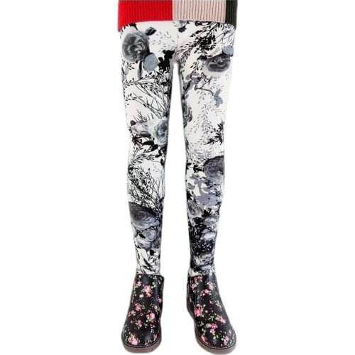 Children Girls Leggings Autumn Winter Thick Print Flower Leopard Kids Girl Pants Plus Velvet Warm Legging For Kids 2 3 4 5 6 7 Y