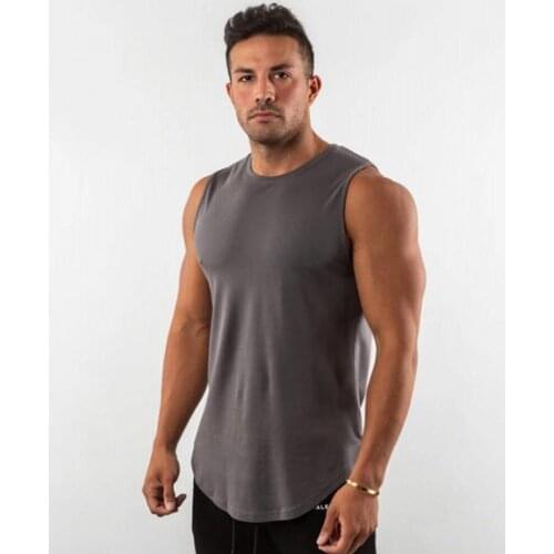 Solid color Bodybuilding Tank Tops Men Gym Fitness Cotton Sleeveless shirt Male Casual Singlet Vest Undershirt Crossfit Clothing