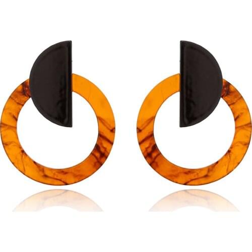 MESTILO Bohemia Vintage Ethnic Acrylic Dangle Earrings For Women Boho Geometric Large Round Circle Moon Resin Long Drop Earrings