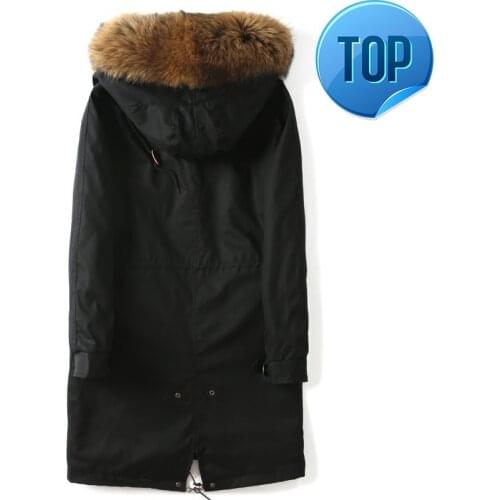 Long Mink Coat Parka Real Fur Coat Winter Coat Men Natural Mink Fur Liner Warm Parka Raccoon Fur Collar P17PK2221 YY1356