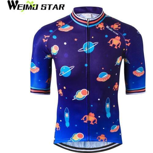 WEIMOSTAR Pro Team Mens Cycling Jersey Bike Ropa Ciclismo Bicycle Outdoor Sports Wear Shirt Half Short Sleeves Top Blue S-5XL