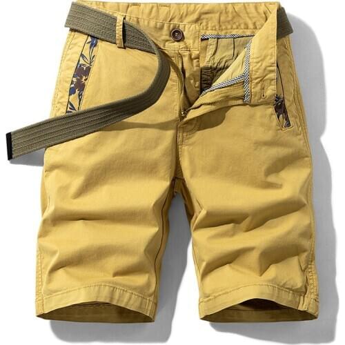 Luulla Mens 2020 Summer New Premium Relaxed Fit Solid Cotton Cargo Short Men Leisure Print Belted Beach Board Shorts Men Plus