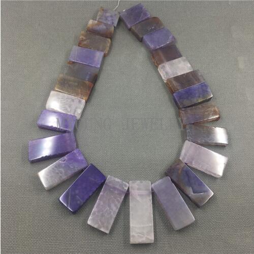 MY1262 Mix Size Top drilled Purple Rectangle Dragon Veins Agates Slice Slab Beads For Pendant Necklace Jewelry Making
