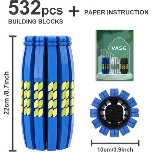 MOC Desk Home Decoration Green Radish Vase Plant Flower Building Block Model Bouquet Brick Jewelry Assembly Fashion Casual Toy