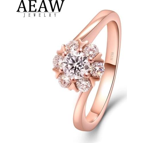 14k Rose Gold Round Excellent Cut VVS1 DF Color 0.5carat 5.0mm Moissanite Engagement Ring Flower Style