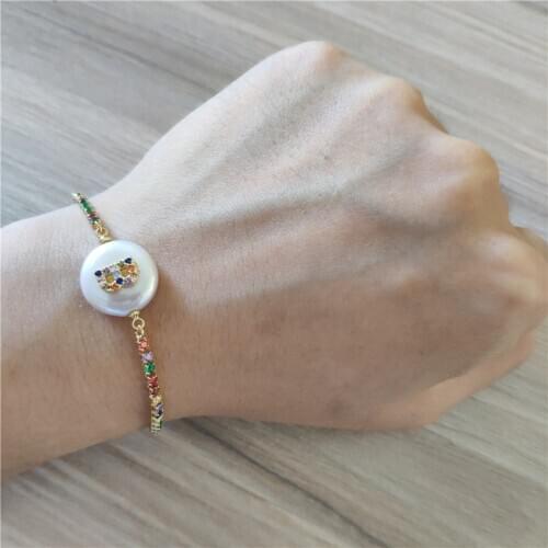 Charming mix cz initial 26 alphabet letters name charm natural pearl bead wedding birthday jewelry link bracelets for women 2020