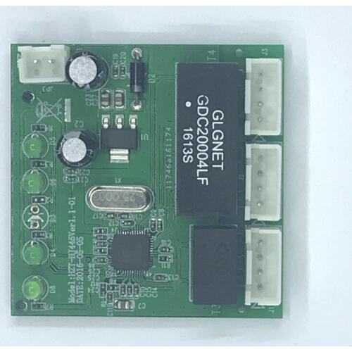 OME 3 Ports Switch module PCBA 4 Pin Header UTP PCBA Module with LED Display Screw hole positioning Mini PC Data OEM Factory
