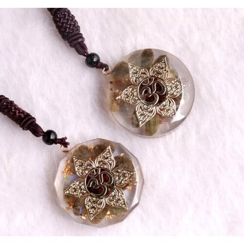 6PCS Orgonite Pendant Necklace Natural Labradorite Stone Chakra Energy Pendants Jewelry Necklaces Druzy Fortune Pendulum