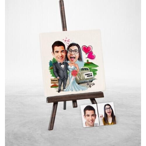 Personalized Maried Cartoon Şovaleli Natural Stone-1