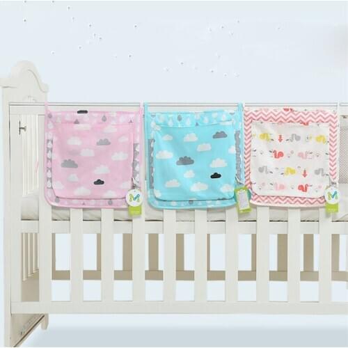 Bed Hanging Storage Bag Baby Crib Bed Baby Cotton Crib Organizer Toy Diaper Pocket For Crib Bedding Set 30*30cm