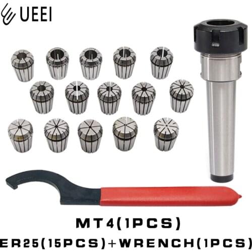 ER25 Spring Clamps 15PCS MT4 ER25 M12 1PCS ER25 Wrench 1PCS Collet Chuck Morse Holder Cone For CNC Milling Lathe tool