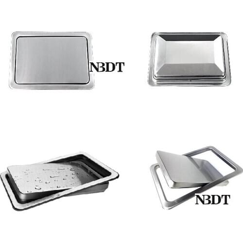 Rectangle Stainless Steel Countertop Flush Built-in Rolling Flip-top Swing Cover Lid Trash Waste