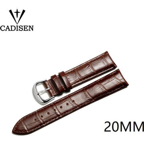 CADISEN New watch bracelet belt black watchbands genuine leather strap watch band 20mm 22mm 24mm watch accessories wristband