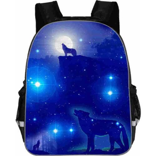 Wolf Backpack Anime Dog Pup For Teenagers Boys Girls Toddler Animal Kid School Book Bags Men Women Mochila Bolsa