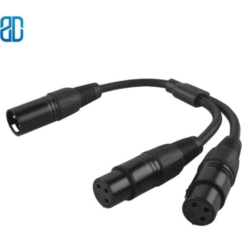 XLR Male to Dual XLR Female Y Splitter 3Pin Balanced Microphone Cable, 0.3 Meter/Black