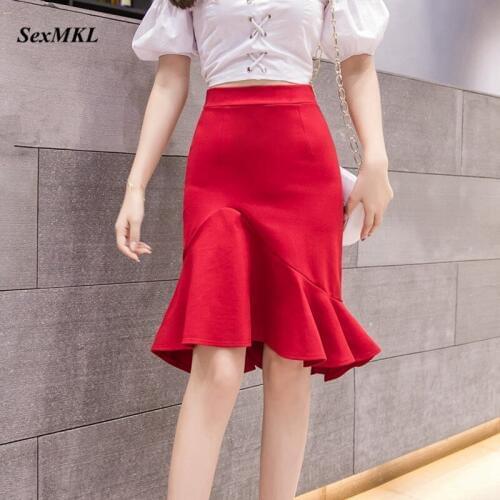 SexMKL Plus Size Faldas Mujer Moda 2020 High Waist Pencil Skirts Womens Bodycon Red Skirt Black Office Lady Korean Jupe Femme