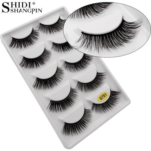 SHIDISHANGPIN 5 Pairs Natural Long Eyelashes Thick 3D Mink Eyelash Handmade False Eyelashes Eyelash Extension G701