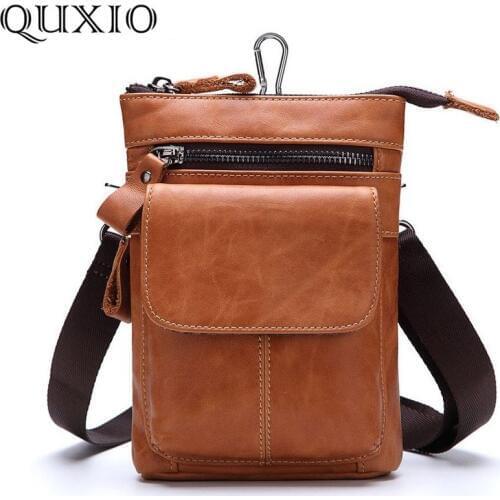2018 New Vintage Fashion First Layer Cowhide High Quality Pocket Bag Portable Mobile Phone Bag Waist Pack TXC01