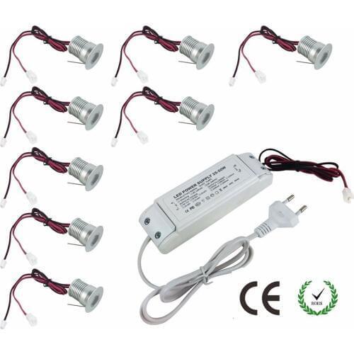 Super Bright 3W Cabinet Mini Spot Light 30mm Cutout Elevator Downlight AC85-277V Input Dimming Driver 9pcs/set