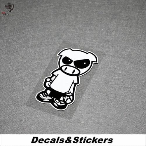 NO.L180 Cartoon Cool Pig 3M Reflective Modified Stickers Car Glass Waterproof MOTO GP Decals Racing Motorcycle