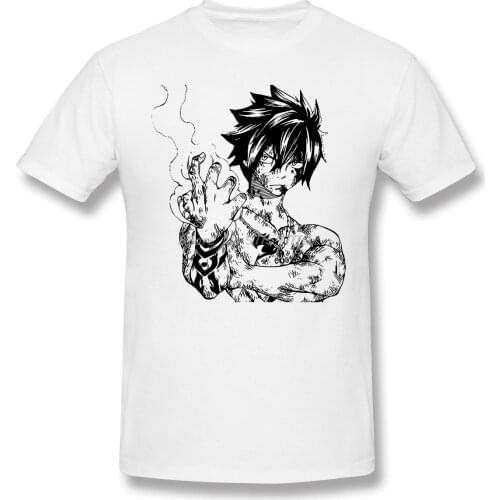 Gray Fullbuster Comfort Clothes Cool Design FAIRY TAIL Natsu Dragneel Anime Men T-Shirt Men Cotton Tees Harajuku Streetwear
