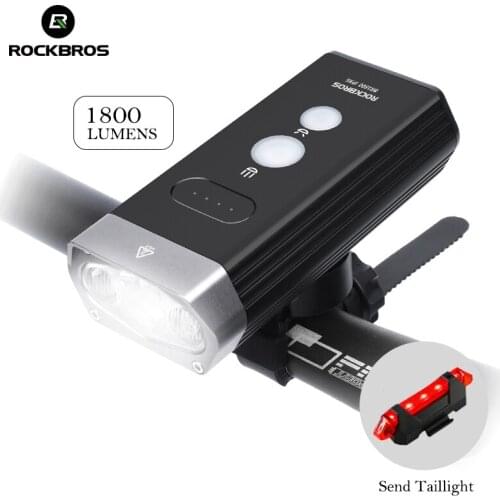 ROCKBROS 1800LM Bicycle Light Flood and Focus beam MTB Road Bike Handlebar Front light Waterproof LED Lamp Headlight Power Bank