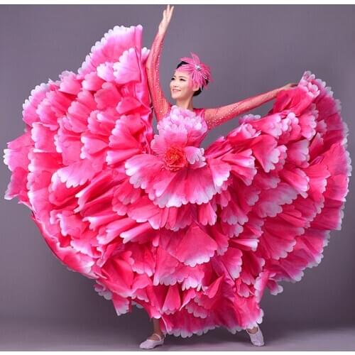 Big swing skirt female adult flower costume New opening dance dress stage dance dresses female