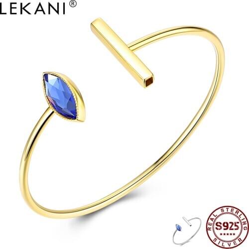LEKANI 925 Sterling Silver Womens Adjustable Bracelet Colorful Crystal Luxury Bracelet 2020 Hot Sale Fashion Engagement Gift