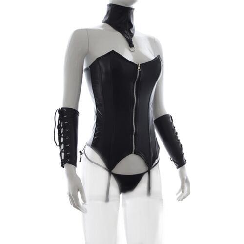 Womens Sex Bondage Straitjacket Wrist Cuffs Underwear Neck Cover Body Harness Leather Kinky Fetish Adult Sex Toys SM Products