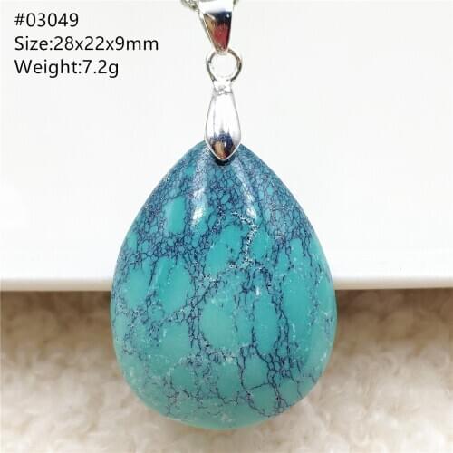 100% Natural Green Turquoise Rare Pendant Crystal Gemstone Water Drop Women Men Rare Donut Healing Stone Necklace AAAAA