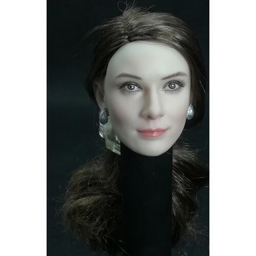 1/6 Audrey Hepburn Head Carving With long brown Long curly Hair Female head Model F 12" pale Figure body