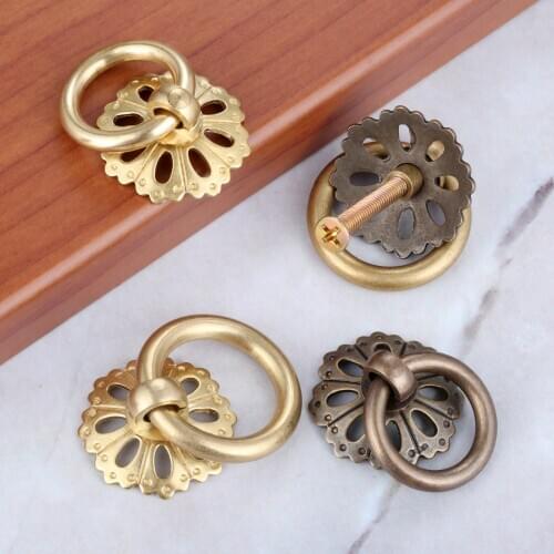 1Pc Antique Bronze/Brass Vintage Style Furniture Cabinet Door Round Drop Ring Pull Handle Jewelry Box Drawer Cupboard Pull Knobs