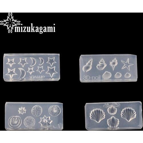 1pcs UV Resin Jewelry Liquid Silicone Mold 3D Moon Stars Shell Sea Snail Resin Charms Mold For DIY Jewelry Nail Art Mold