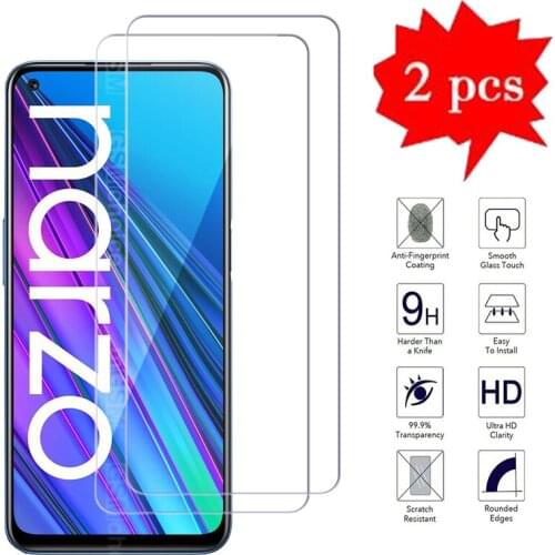 2Pcs For Realme Narzo 30 Glass Phone Front Screen Protector Film 9H Tempered Glass On Realme Narzo 30 Pro 30A Cover