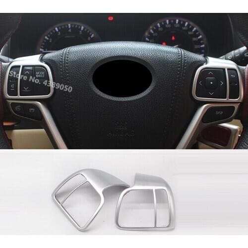 2014-2019 Car Steering Wheel Button Frame Cover Trim Car Accessories ABS Plastic Styling 2pcs for Toyota Highlander Kluger