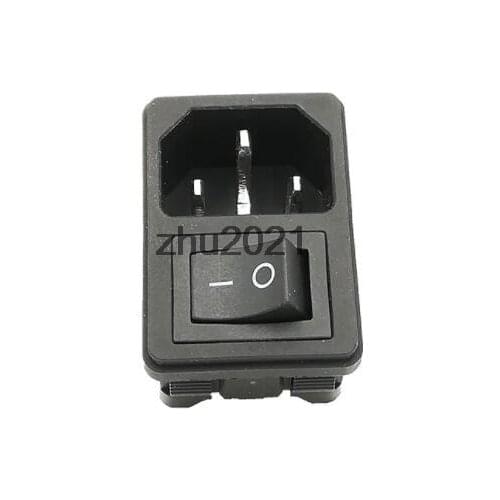 AC250V/10A IEC320 C14 Male 3 Terminals Inlet Socket w Fuse Holder