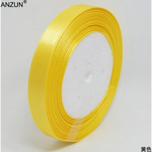 25yards 4/8" (12mm) Satin Ribbon Wedding Party Table Anniversary Cake Flower Decorating Yellow Gift packing material
