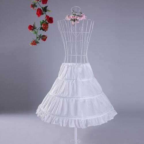 Girls White Petticoat Three-layer Steel Ring Underskirt Children Tutu Skirt Elastic Waist Princess Skirts Party Skirts One Size