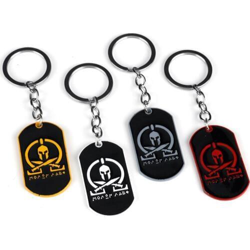 Dog Tag Pendant Keychain Sparta Military Molon Labe Spartan Keyring Hip Hop Key Holder For Men