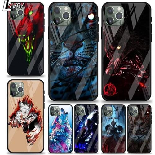 Animal Totem Wolf Lion For Apple iPhone 12 11 8 7 6 6S XS XR SE X 2020 Pro Max Mini Plus Tempered Glass Phone Case