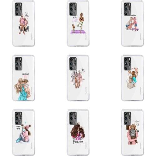 Mom and baby Phone Case For Huawei P40 P30 P20 Mate Honor 10i 30 20 i 10 40 8x 9x Pro Lite Transparent Cover