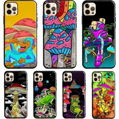 Mushroom Psychedelic Trippy Frog Phone Case For iPhone 11 Pro Max XS XR X 12 Mini SE 2020 6S 7 8 Plus 12 Pro Max Cover