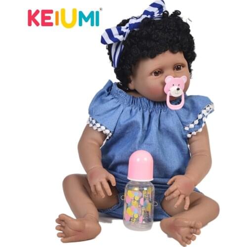 23Inch Black Doll Reborn Babies Full Silicone Vinyl Body Reborn Dolls Princess Children Playmates Baby Toys Girl Christmas Gifts