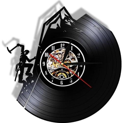 1 Piece Rock Climbing Modern Vinyl Record Wall Clock Sport Club LED backlight Wall Art Decor Mountaineering Hiking Clock Watch