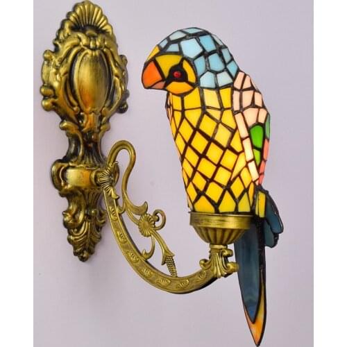 European colored glass retro mirror headlamp American garden bedside wall lamp corridor Yellow Parrot glass wall lamp